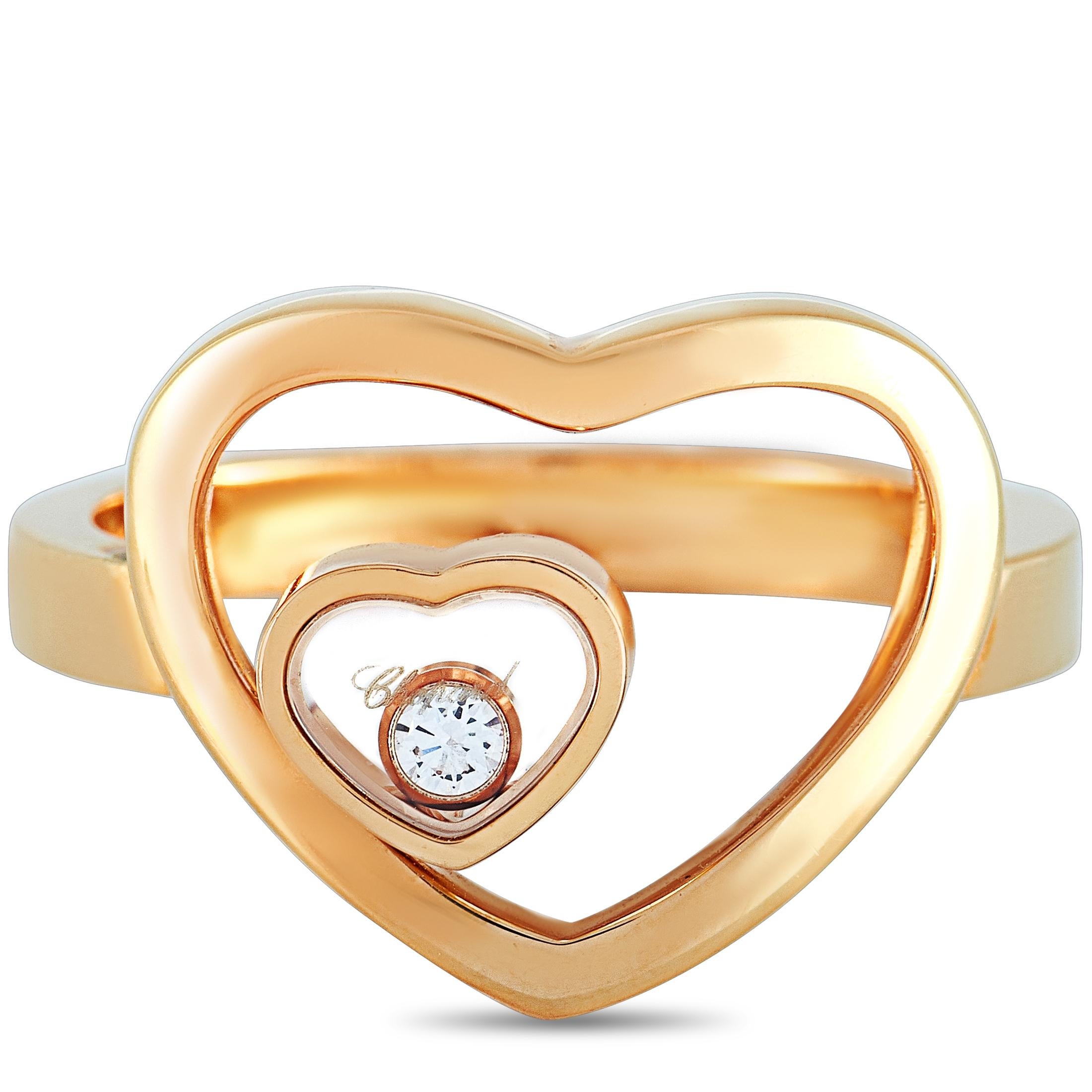 Chopard Happy Diamonds 18 Karat Rose Gold and Floating Diamond 2 Hearts Ring 1