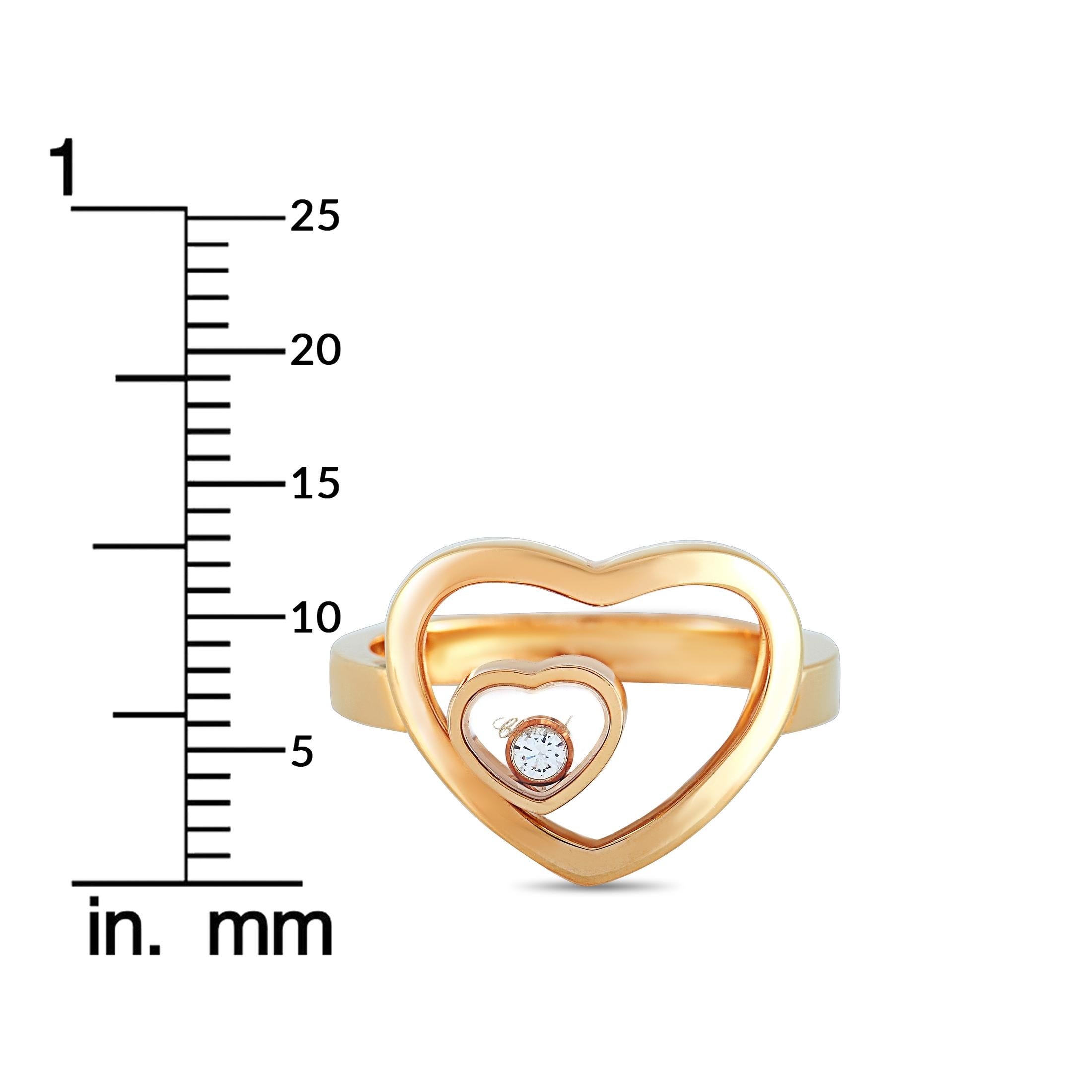 Chopard Happy Diamonds 18 Karat Rose Gold and Floating Diamond 2 Hearts Ring 2