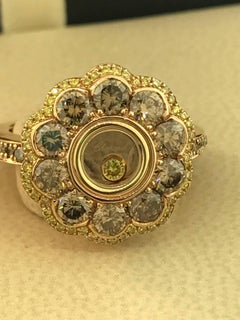 Chopard Happy Diamonds 18 Karat Rose Gold Pave Diamond Flower Ring