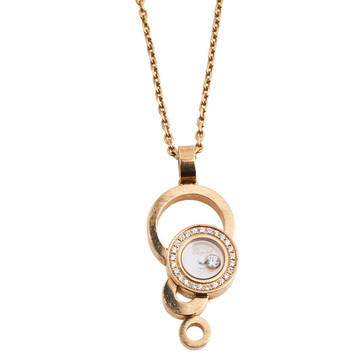Rose Cut Chopard Happy Diamonds 18k Rose Gold Pendant Necklace