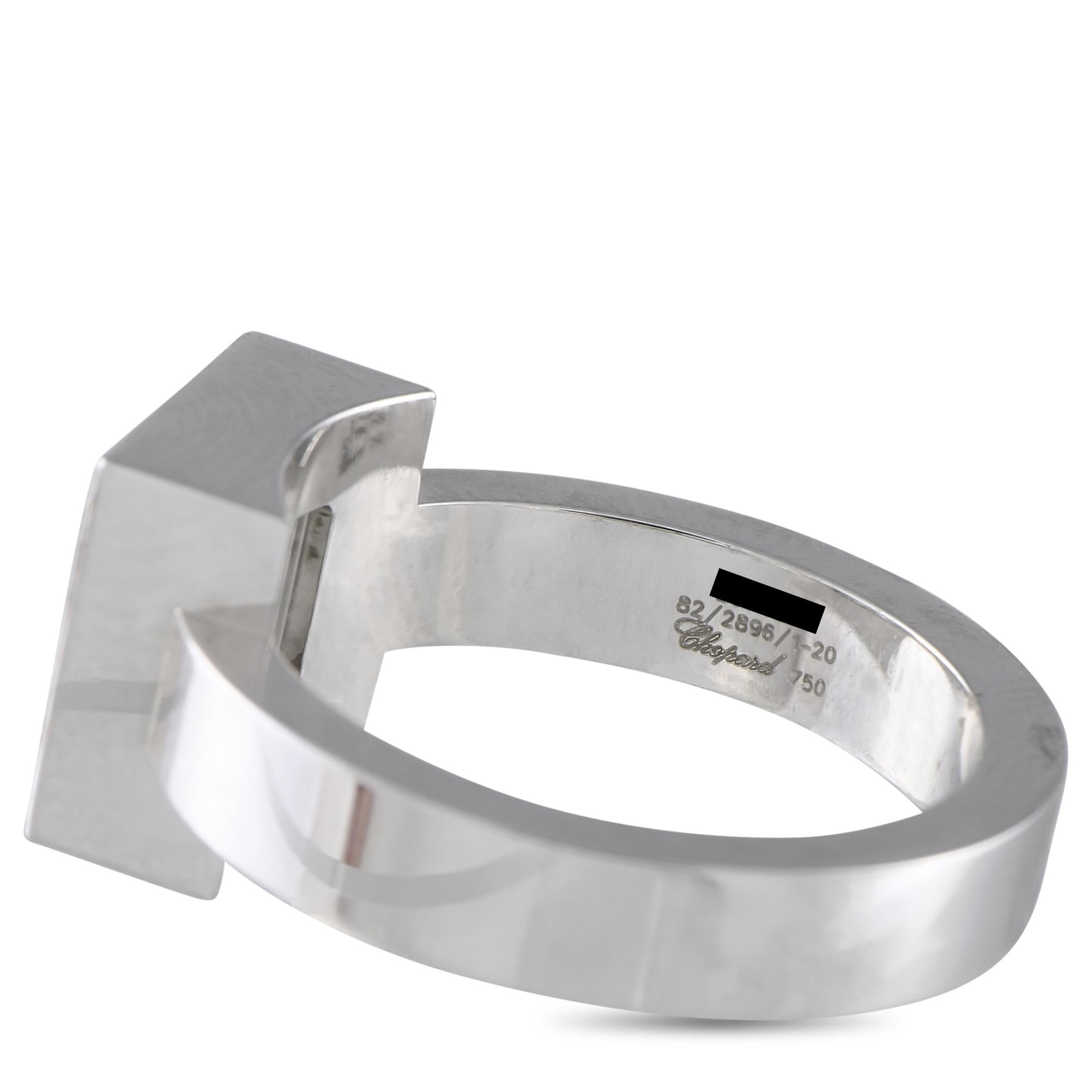 Chopard Happy Diamonds 18K White Gold 0.05ct Diamond and Ruby Ring In New Condition For Sale In Southampton, PA