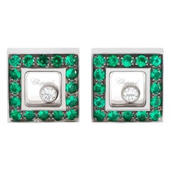 Orecchini Chopard Happy Diamonds in oro bianco 18 carati con diamanti e smeraldi da 0,11 carati