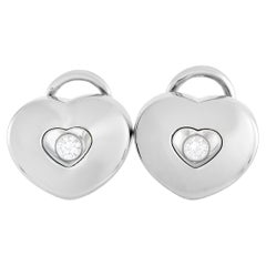 Chopard Clips d'oreilles Happy Diamonds en or blanc 18 carats avec diamants de 0,20 carat