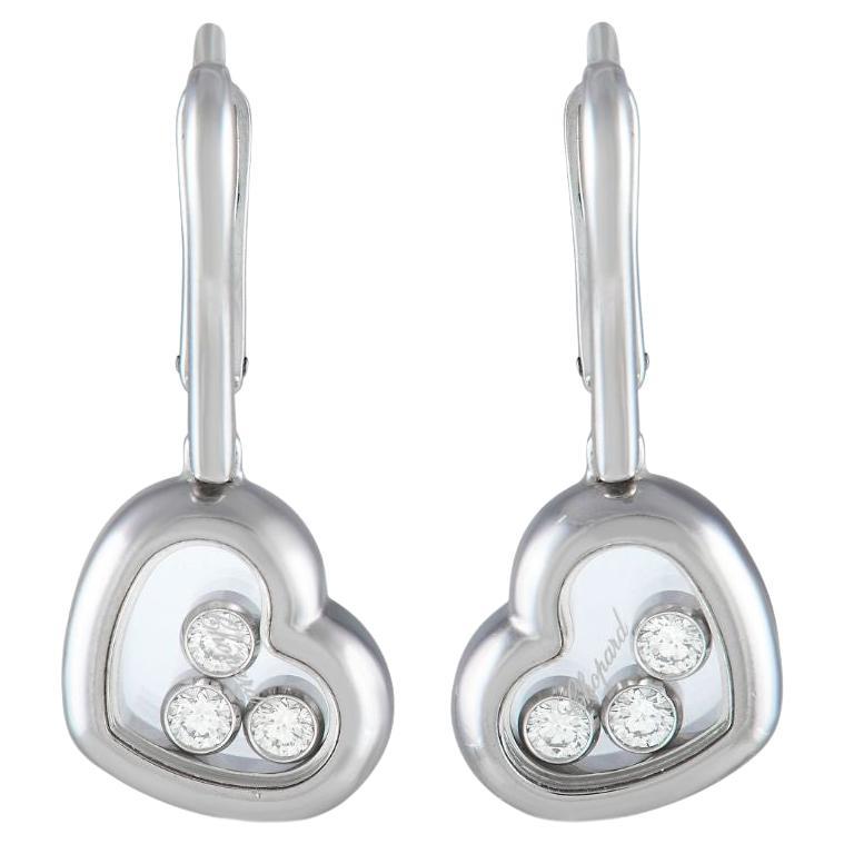 Chopard Happy Diamonds 18k White Gold 0.20 Carat Diamond Heart Earrings