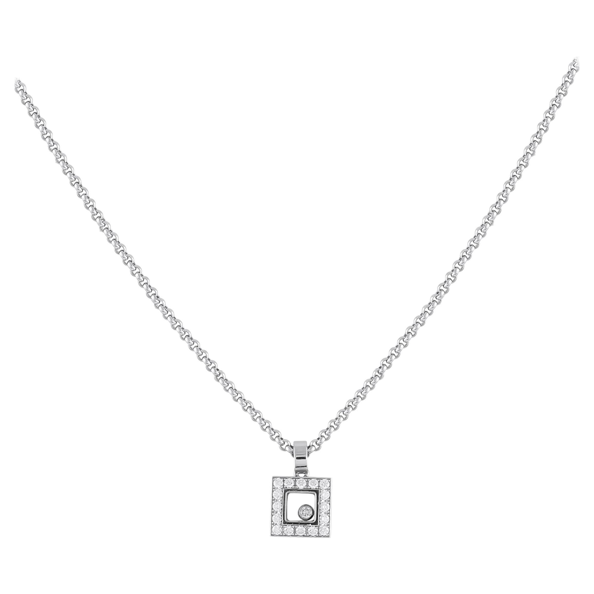 Chopard Happy Diamonds 18K White Gold 0.25ct Diamond Pendant Necklace