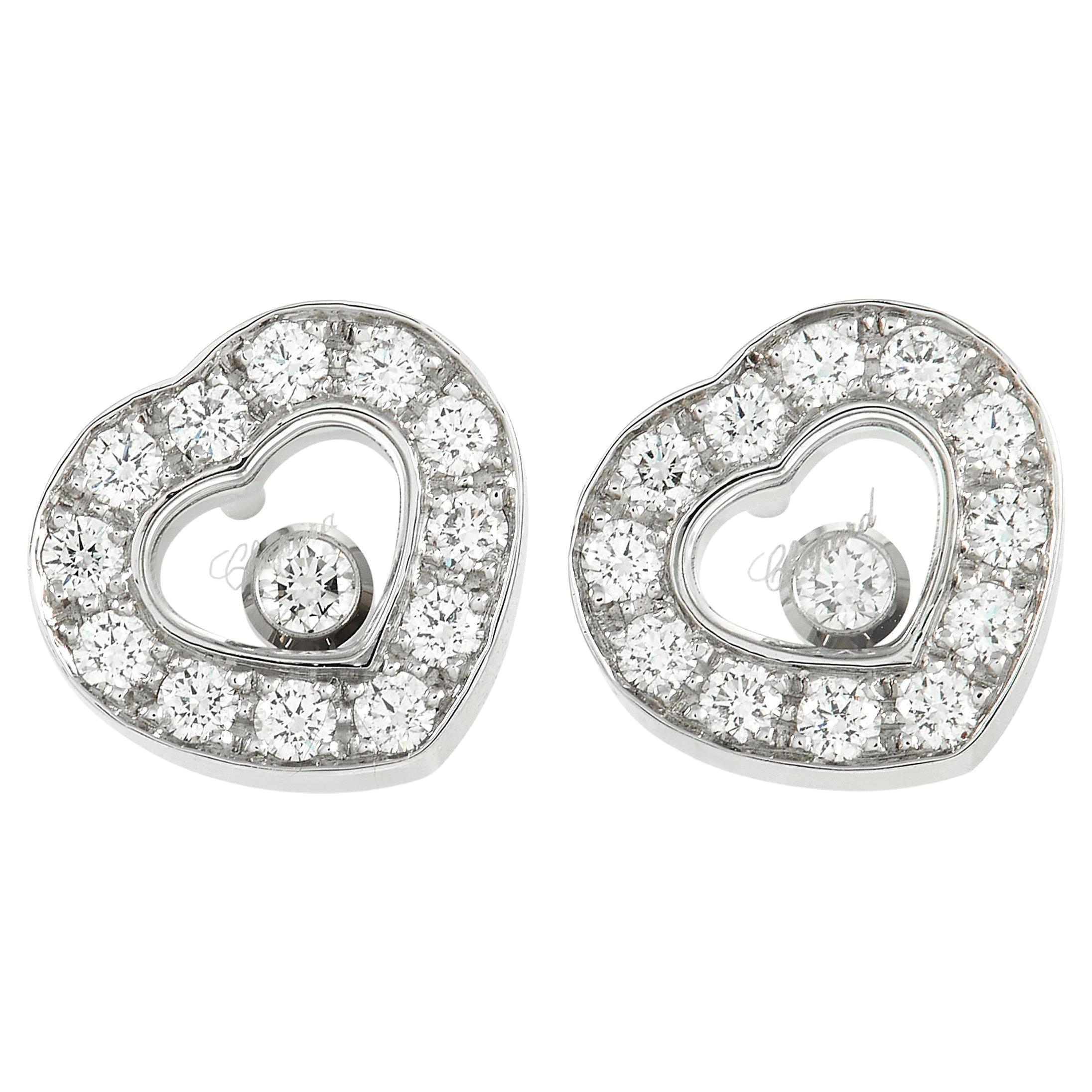 Chopard Stunning Chopard Happy Diamonds 18K White Gold Earrings 
