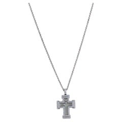 Chopard Happy Diamonds 18k White Gold 0.54ctw Diamond Cross Necklace