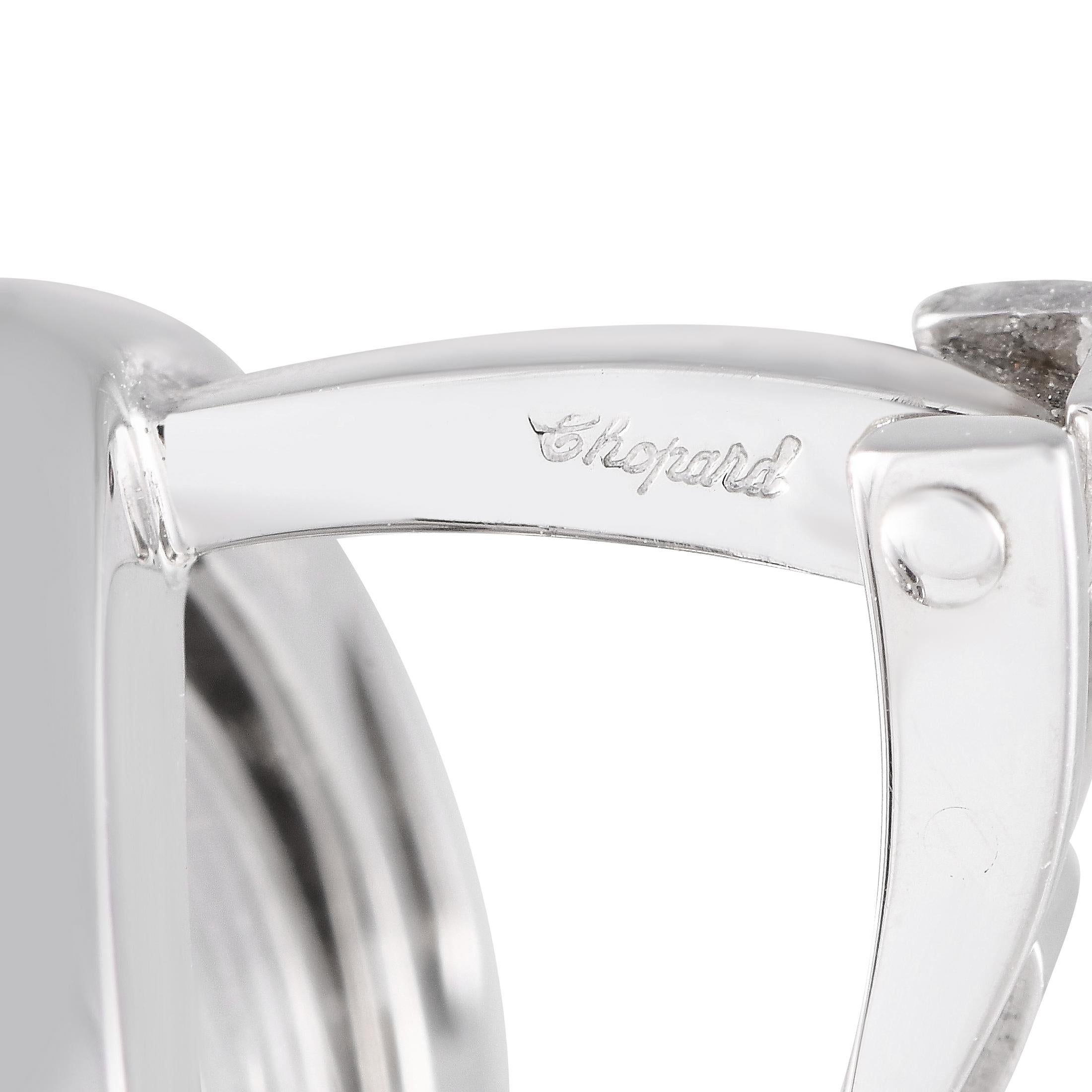 Round Cut Chopard Happy Diamonds 18K White Gold 0.94 ct Diamond Heart Earrings CH32-102124 For Sale