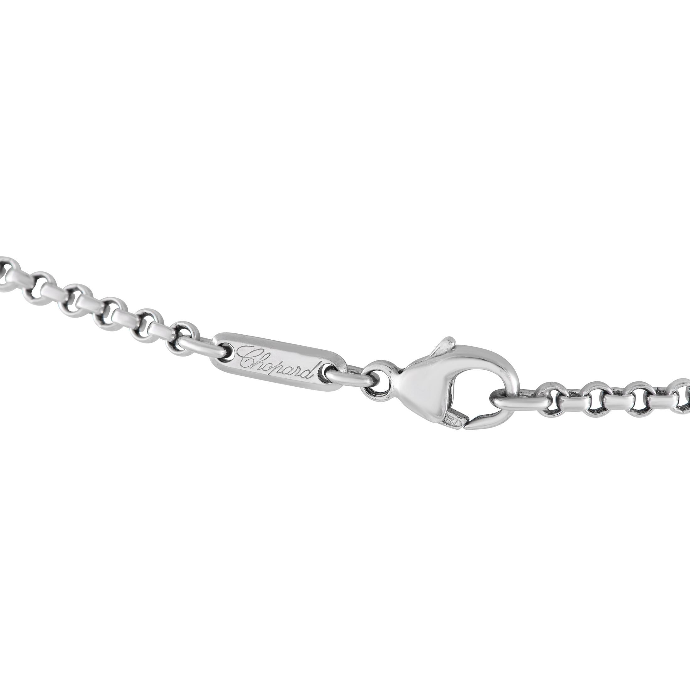 Round Cut Chopard Happy Diamonds 18K White Gold 1.14ct Diamond Pendant Necklace For Sale