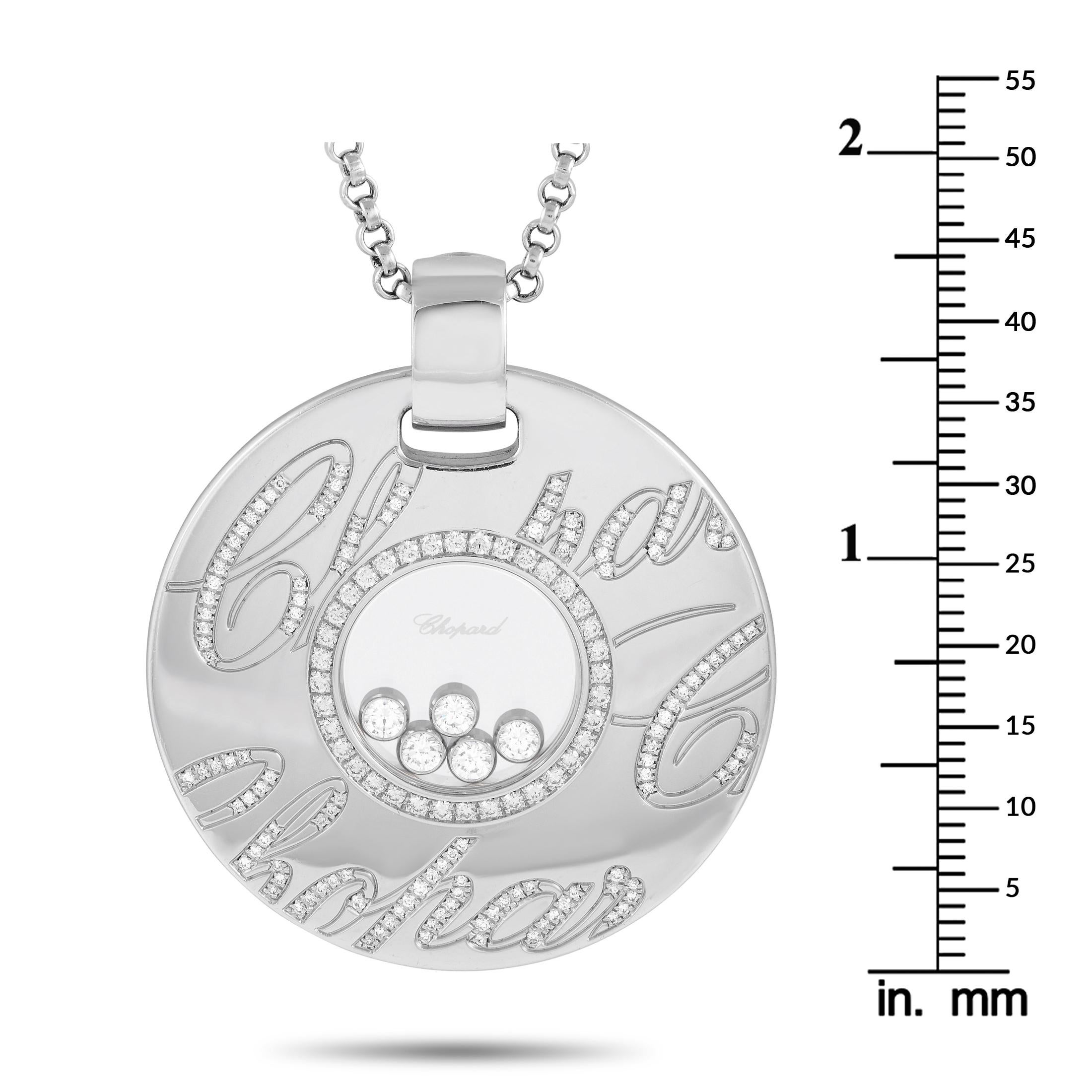 Chopard Happy Diamonds 18K White Gold 1.14ct Diamond Pendant Necklace In New Condition For Sale In Southampton, PA