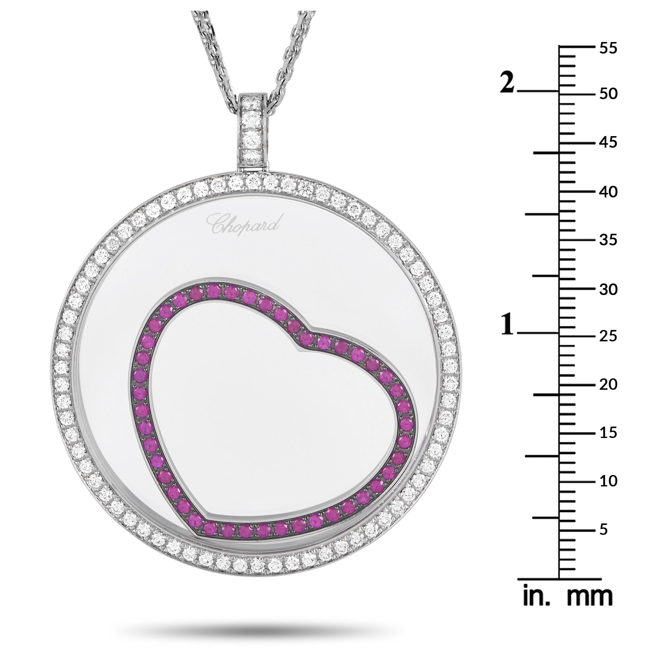 Collana Chopard Happy Diamonds in oro bianco 18 carati con diamanti e rubini da 1,31 carati In condizioni Nuovo in vendita a Southampton, PA