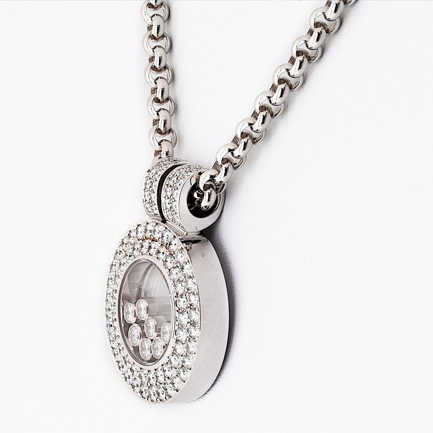 Chopard Happy Diamonds Collier rond à double rangée de diamants en or blanc 18 carats 2,05 carats poids total Pour femmes en vente