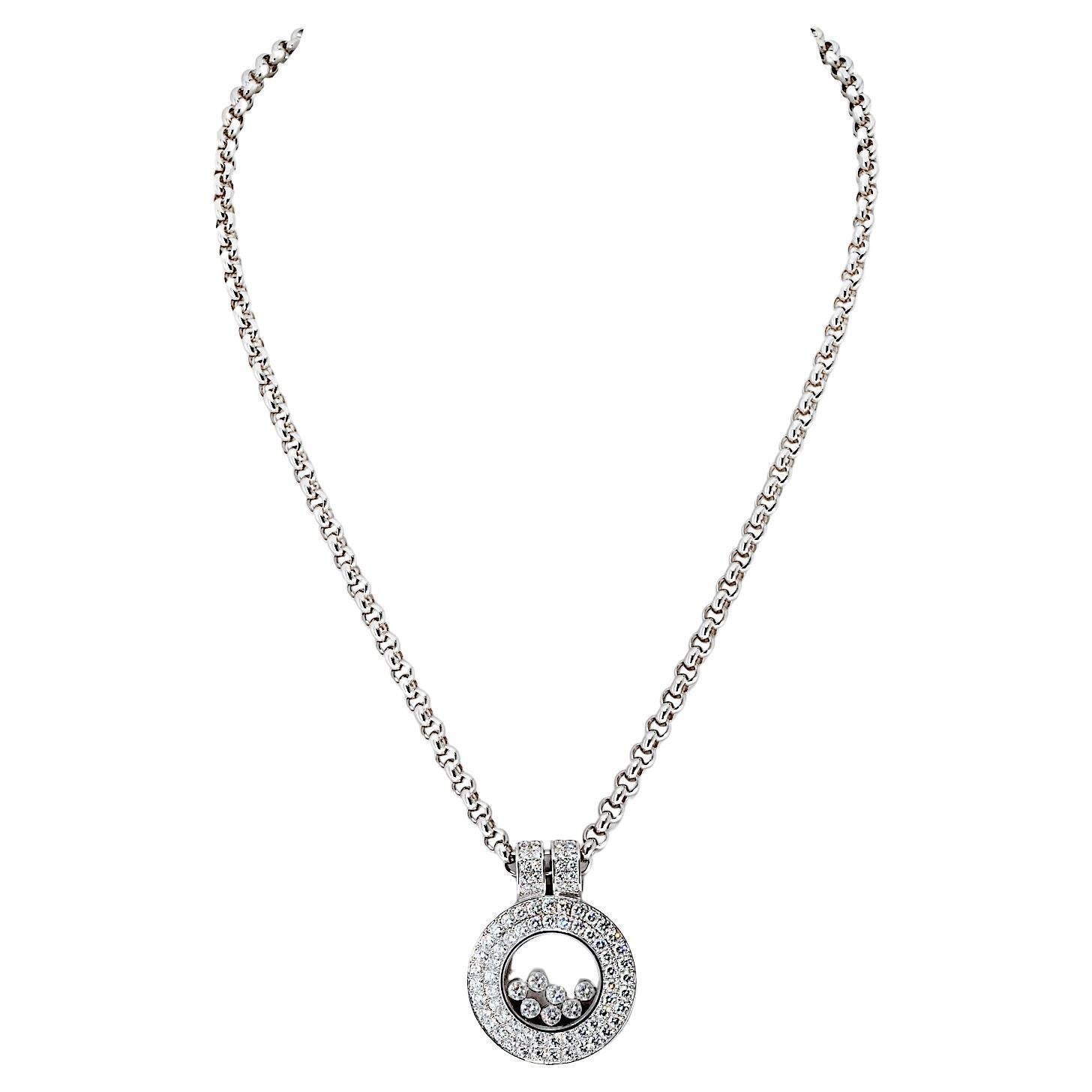 Chopard Happy Diamonds - Collana in oro bianco 18 carati con doppio giro di pave da 2,05cttw