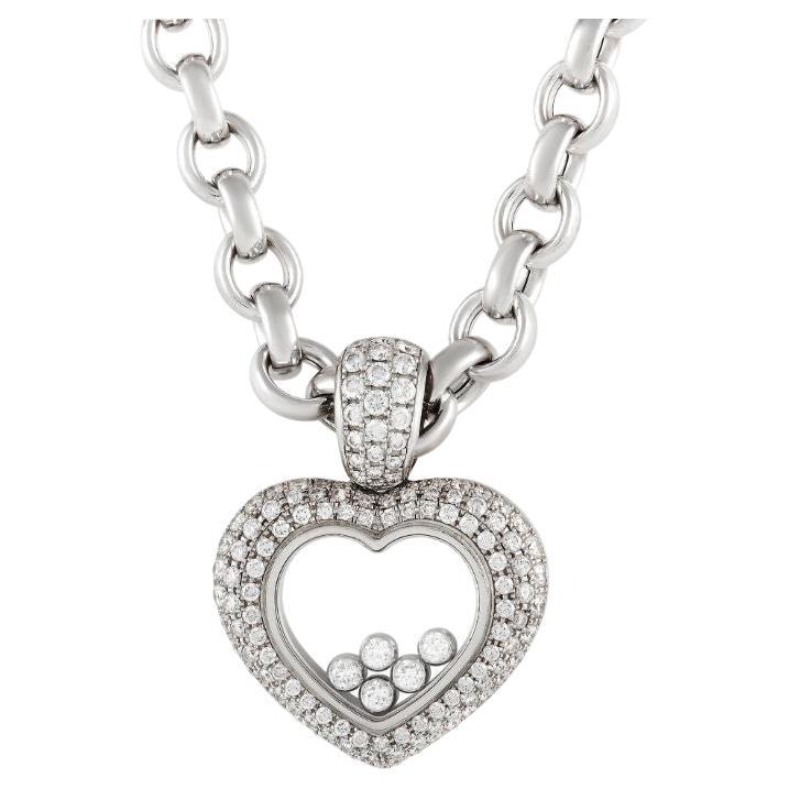 Chopard Happy Diamonds 18k White Gold 3.0ct Diamond Heart Pendant Necklace
