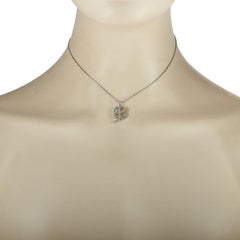 Chopard Happy Diamonds 18 Karat White Gold and 1 Floating Diamond Clover Pendant