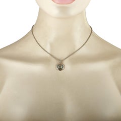 Chopard Happy Diamonds 18 Karat White Gold and 1 Floating Diamond Flower Pendant