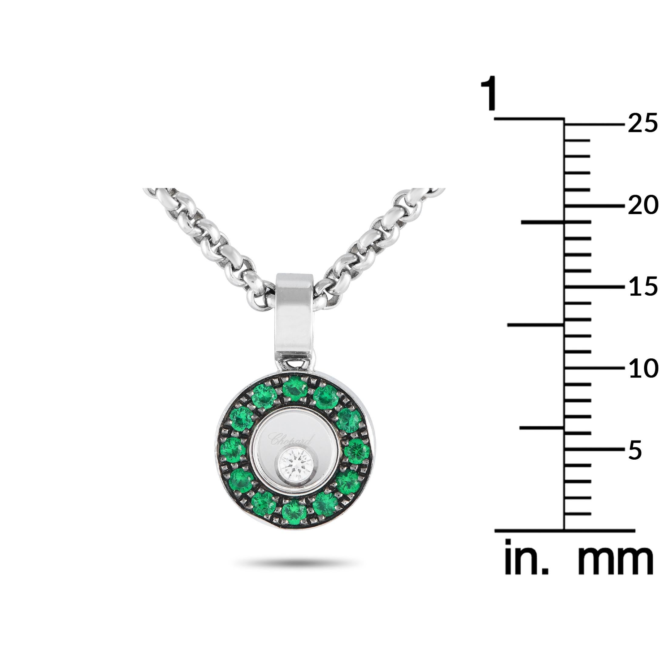 Women's Chopard Happy Diamonds 18K White Gold Diamond and Emerald Necklace