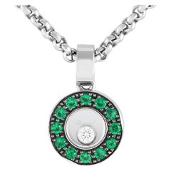 Chopard Happy Diamonds Halskette aus 18 Karat Weißgold mit Diamanten und Smaragden