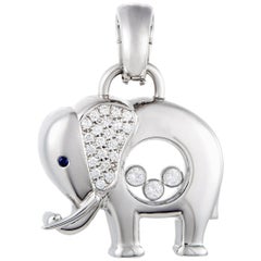 Chopard Happy Diamonds 18 Karat White Gold Diamond and Sapphire Elephant Pendant