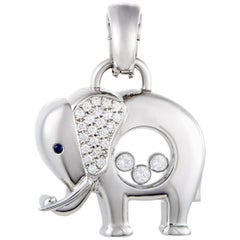 Chopard Happy Diamonds Pendentif éléphant en or blanc 18 carats avec diamants et saphirs