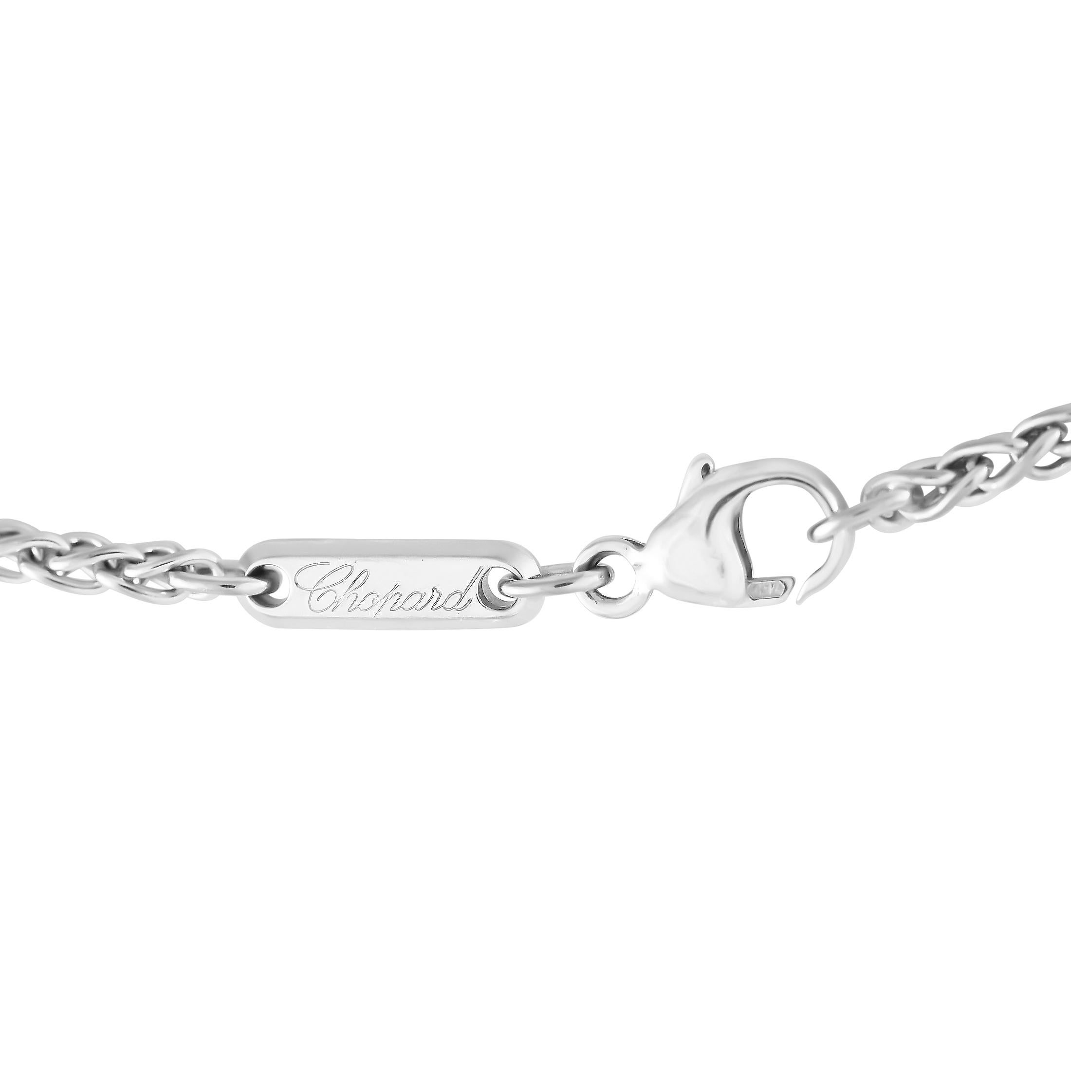 Round Cut Chopard Happy Diamonds 18K White Gold Diamond Heart Necklace