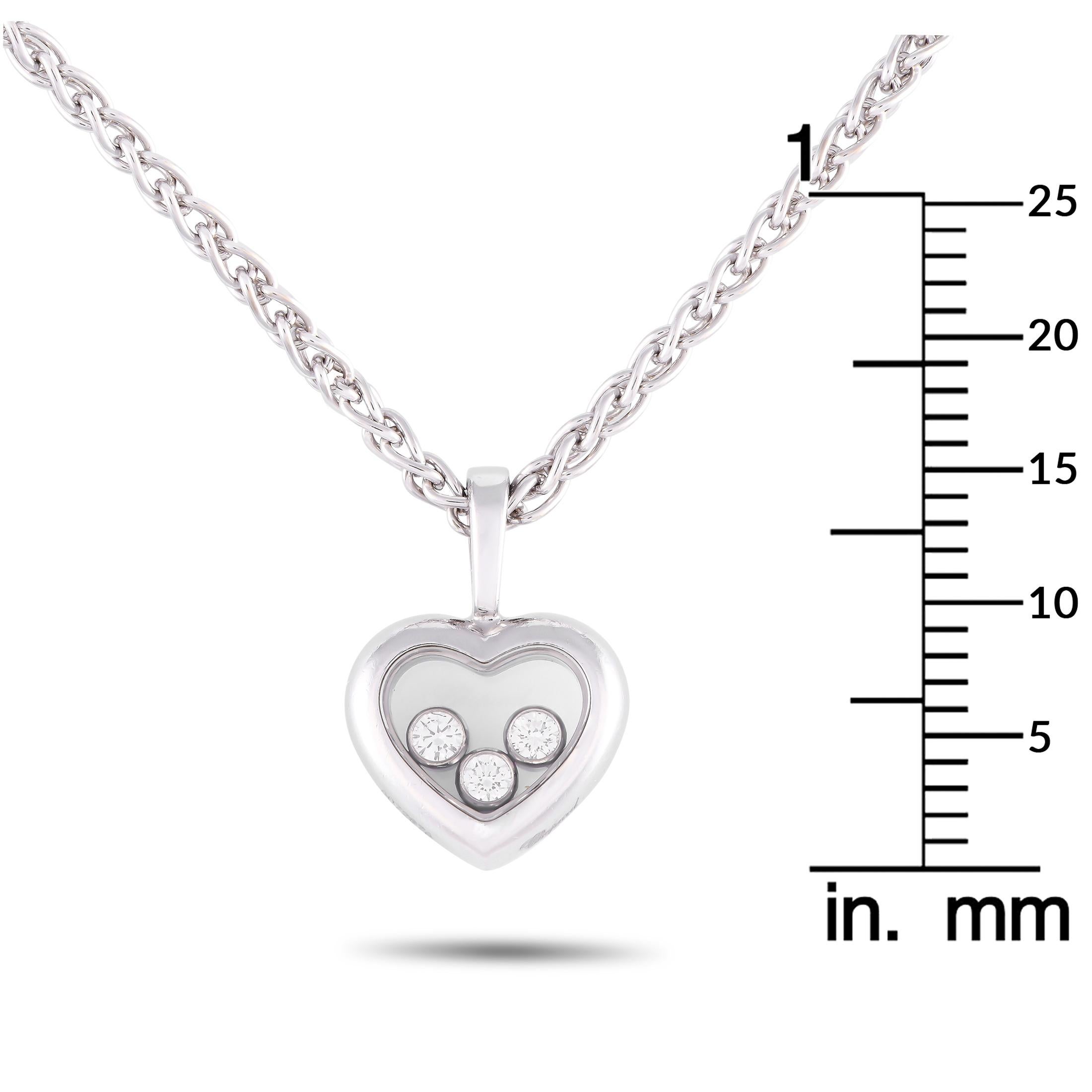Chopard Happy Diamonds 18K White Gold Diamond Heart Necklace In Excellent Condition In Southampton, PA