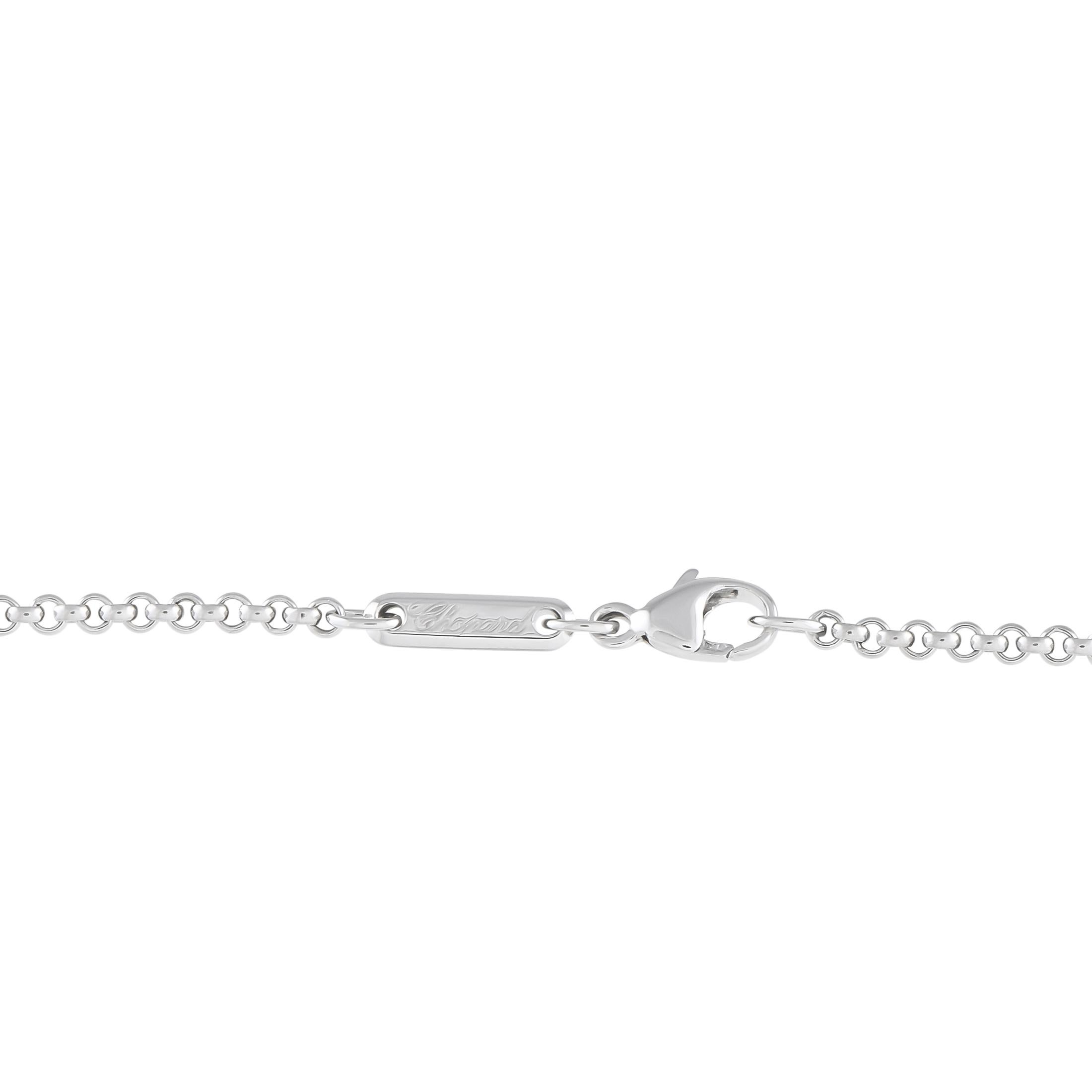 Round Cut Chopard Happy Diamonds 18K White Gold Diamond Heart Pendant Necklace For Sale