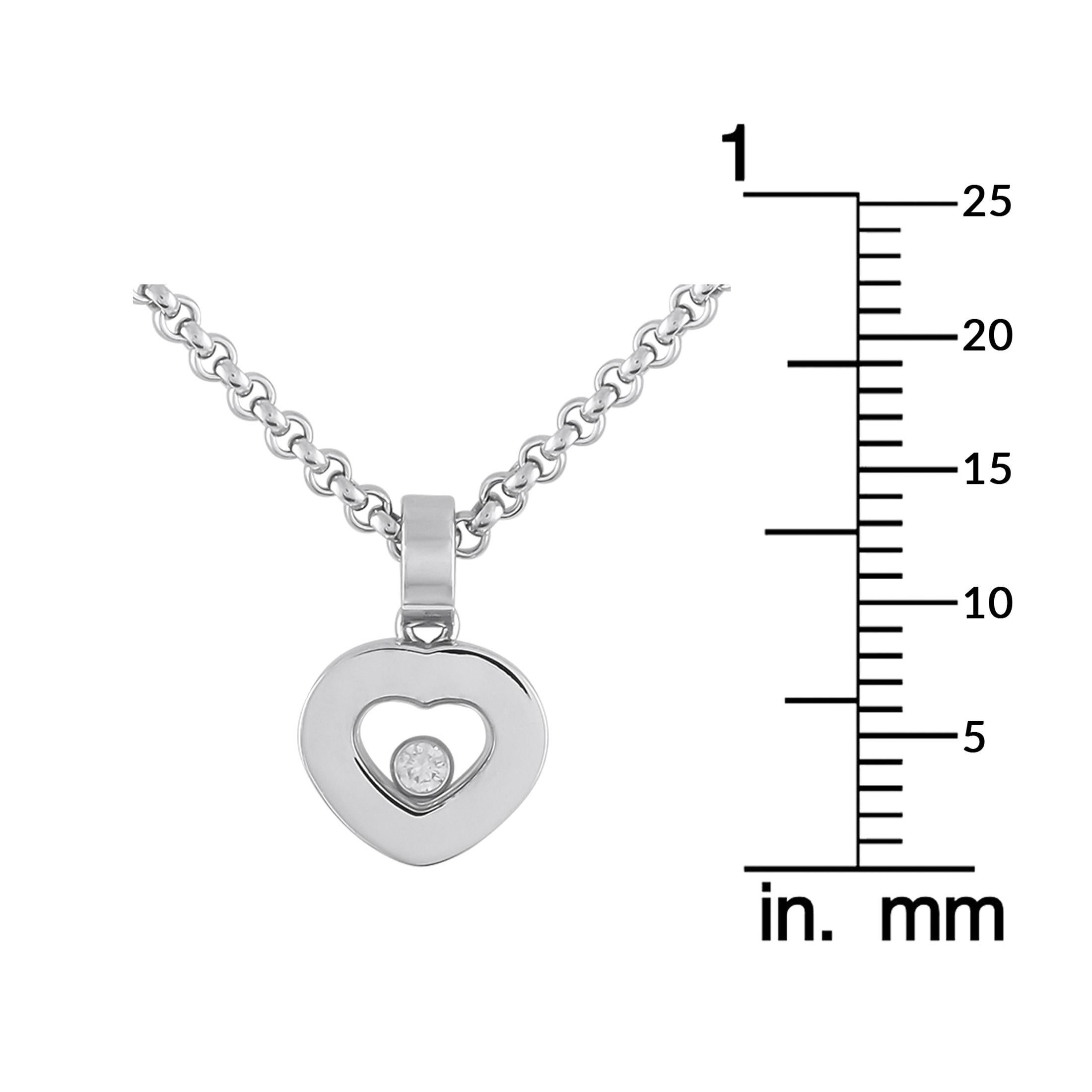 Women's Chopard Happy Diamonds 18K White Gold Diamond Heart Pendant Necklace For Sale