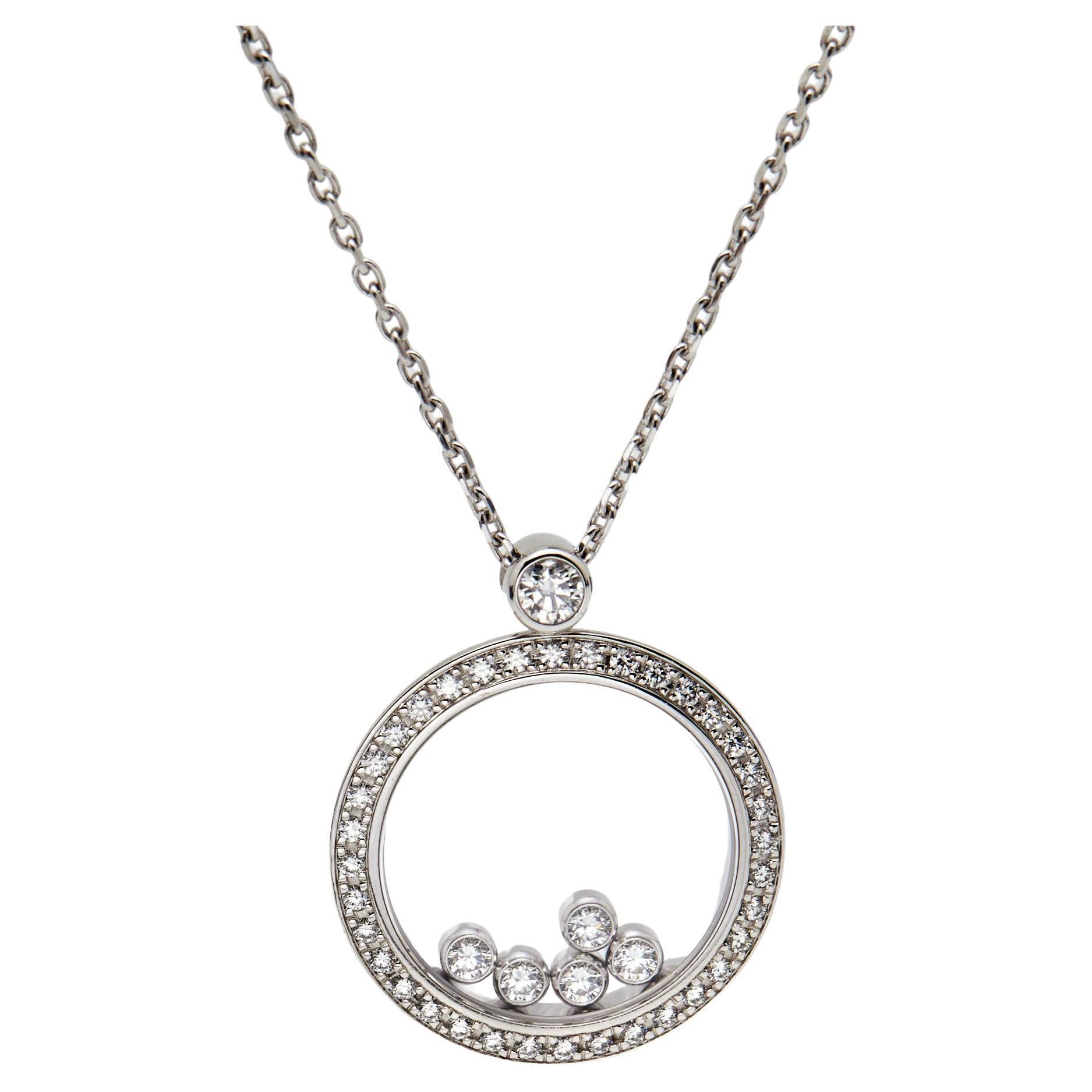 Chopard Happy Diamonds 18k White Gold Diamond Paved Pendant Necklace