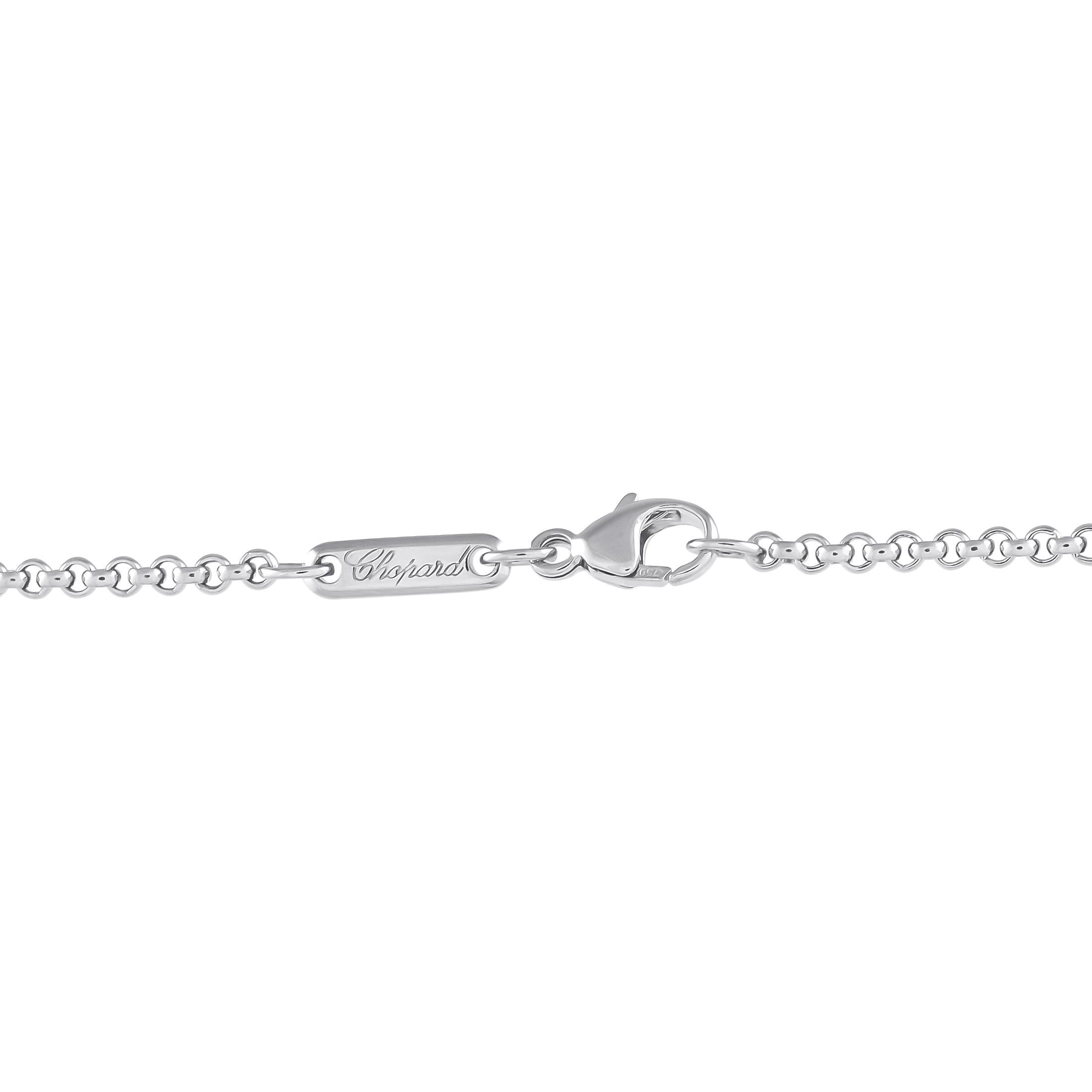 Round Cut Chopard Happy Diamonds 18K White Gold Diamond Pendant Necklace For Sale