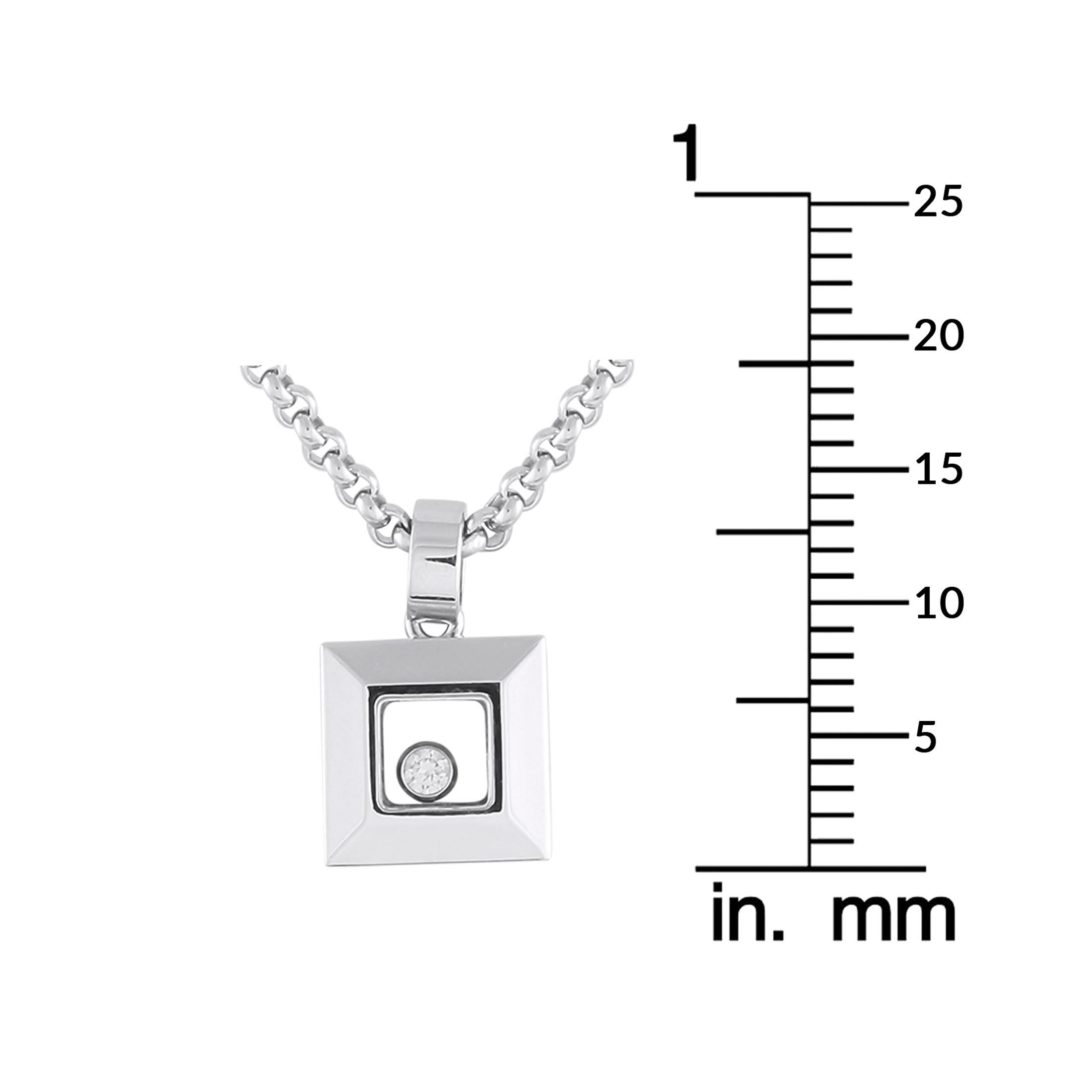 Women's Chopard Happy Diamonds 18K White Gold Diamond Pendant Necklace For Sale