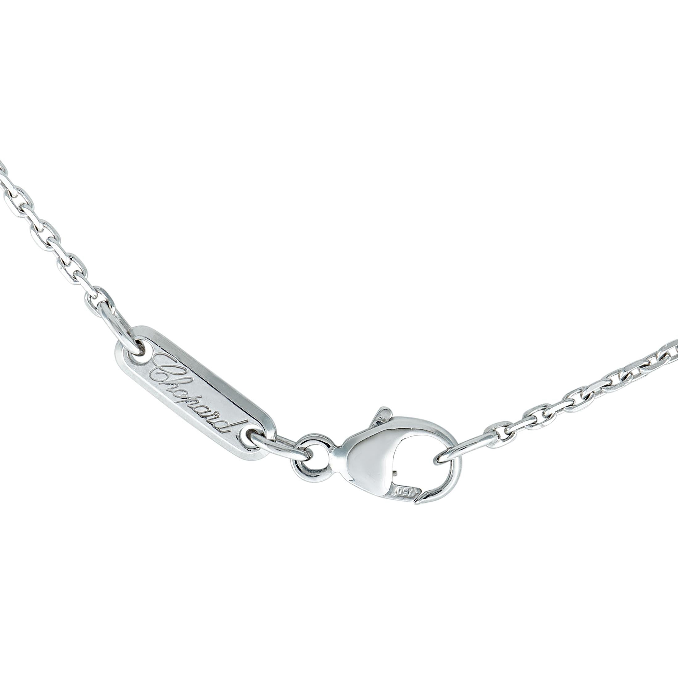 Women's Chopard Happy Diamonds 18 Karat White Gold Diamond Square Pendant Chain Necklace