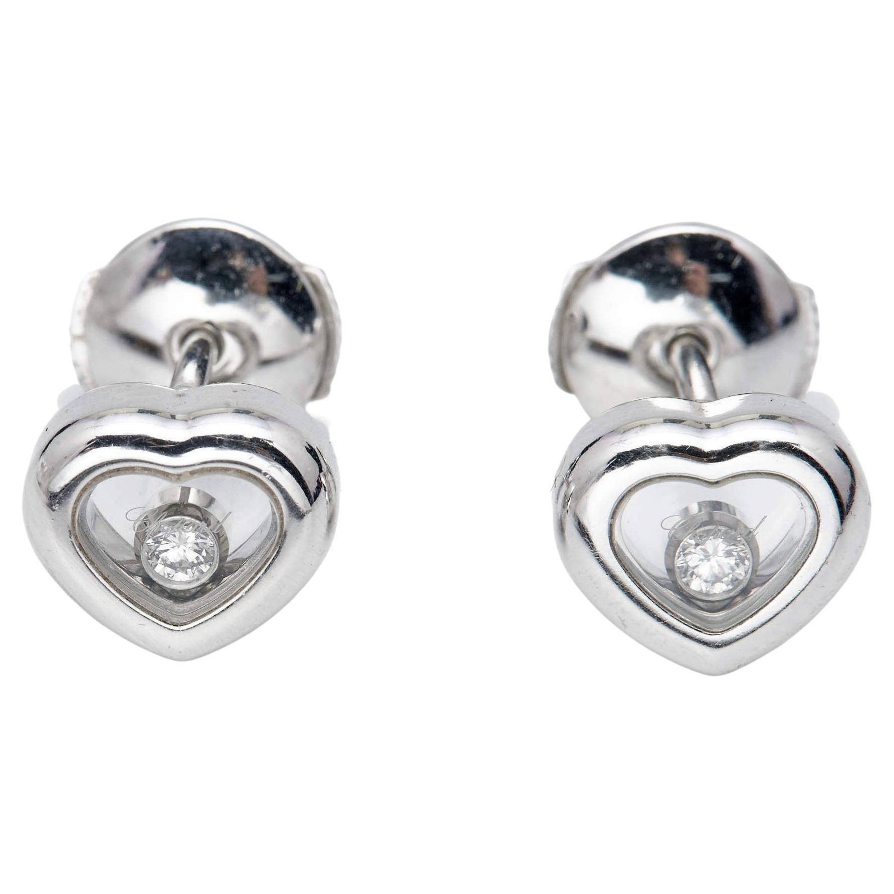 Chopard Happy Diamonds 18k White Gold Diamond Stud Earrings