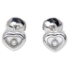 Chopard, clous d'oreilles Happy Diamonds en or blanc 18 carats et diamants