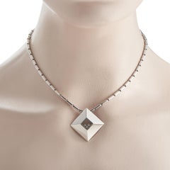 Chopard Happy Diamonds Collier à barrettes tubes en or blanc 18 carats et diamants