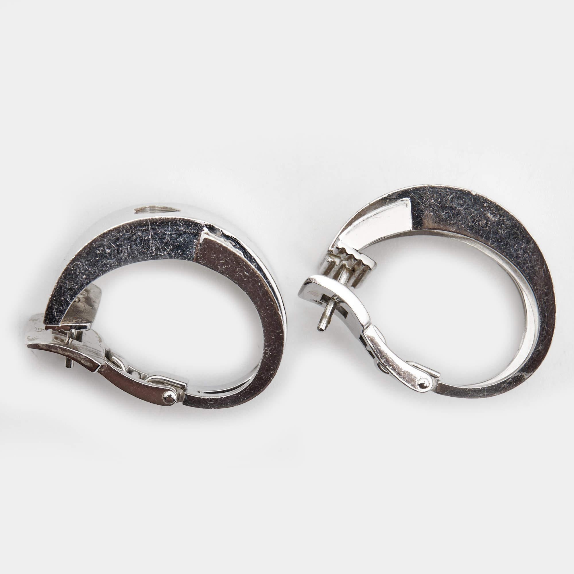 Women's Chopard Happy Diamonds 18k White Gold Earrings For Sale