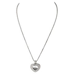 Chopard Happy Diamonds 18K White Gold Five Floating Diamond Heart Necklace