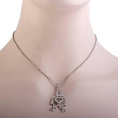 Chopard Happy Diamonds 18K White Gold Full Diamond Pave 3 Floating Diamonds Clow
