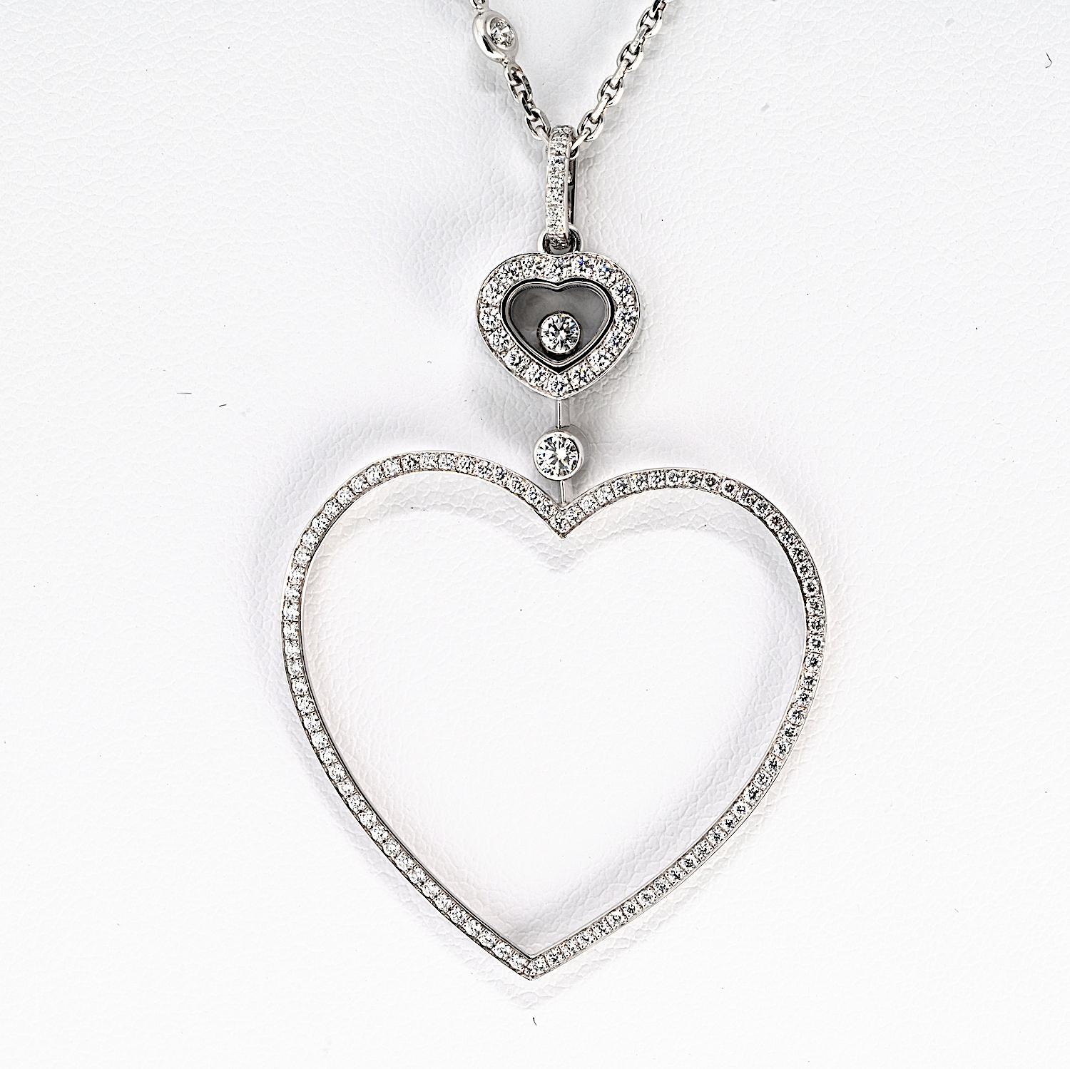 Moderno Collana Happy Diamonds Chopard in oro bianco 18K Happy Diamond Open Heart 0.70cttw in vendita