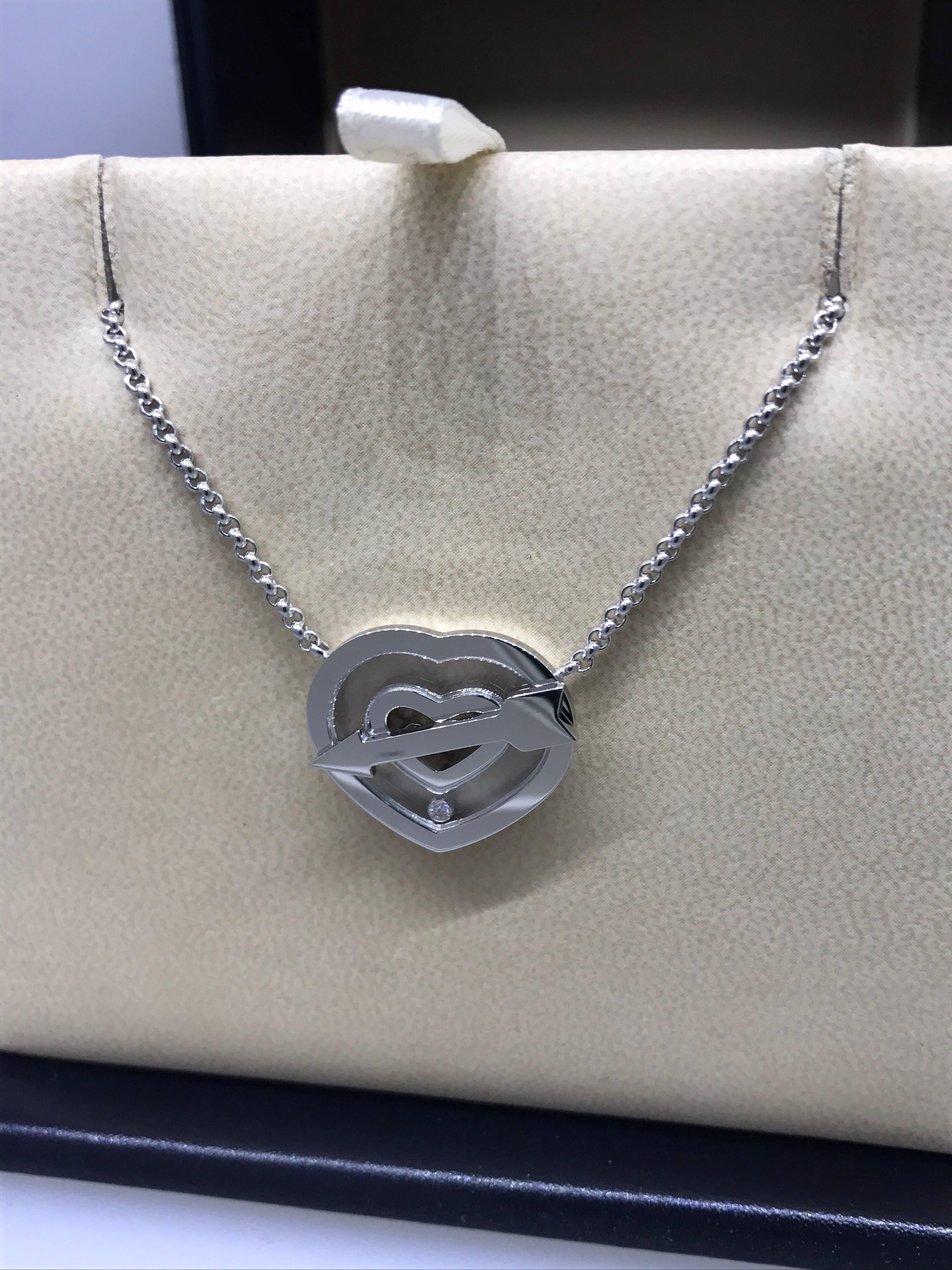 Chopard Happy Diamonds 18 Karat Gold Heart and Arrow Pendant Necklace Brand New In New Condition For Sale In New York, NY