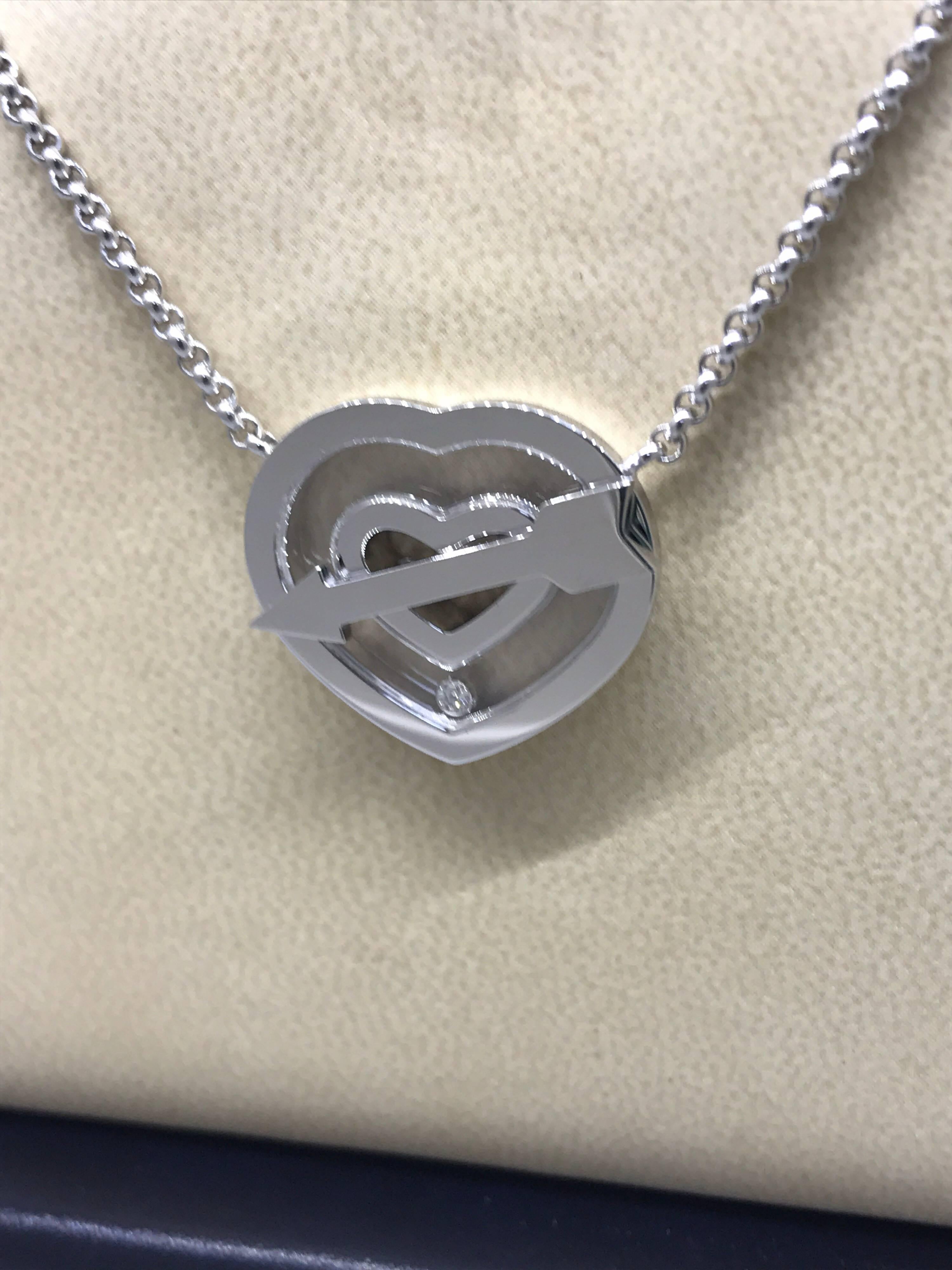 Women's Chopard Happy Diamonds 18 Karat Gold Heart and Arrow Pendant Necklace Brand New For Sale