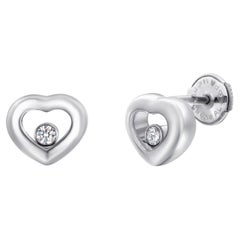 Chopard Happy Diamonds 18K White Gold Heart Stud Earrings 0.10 Carats