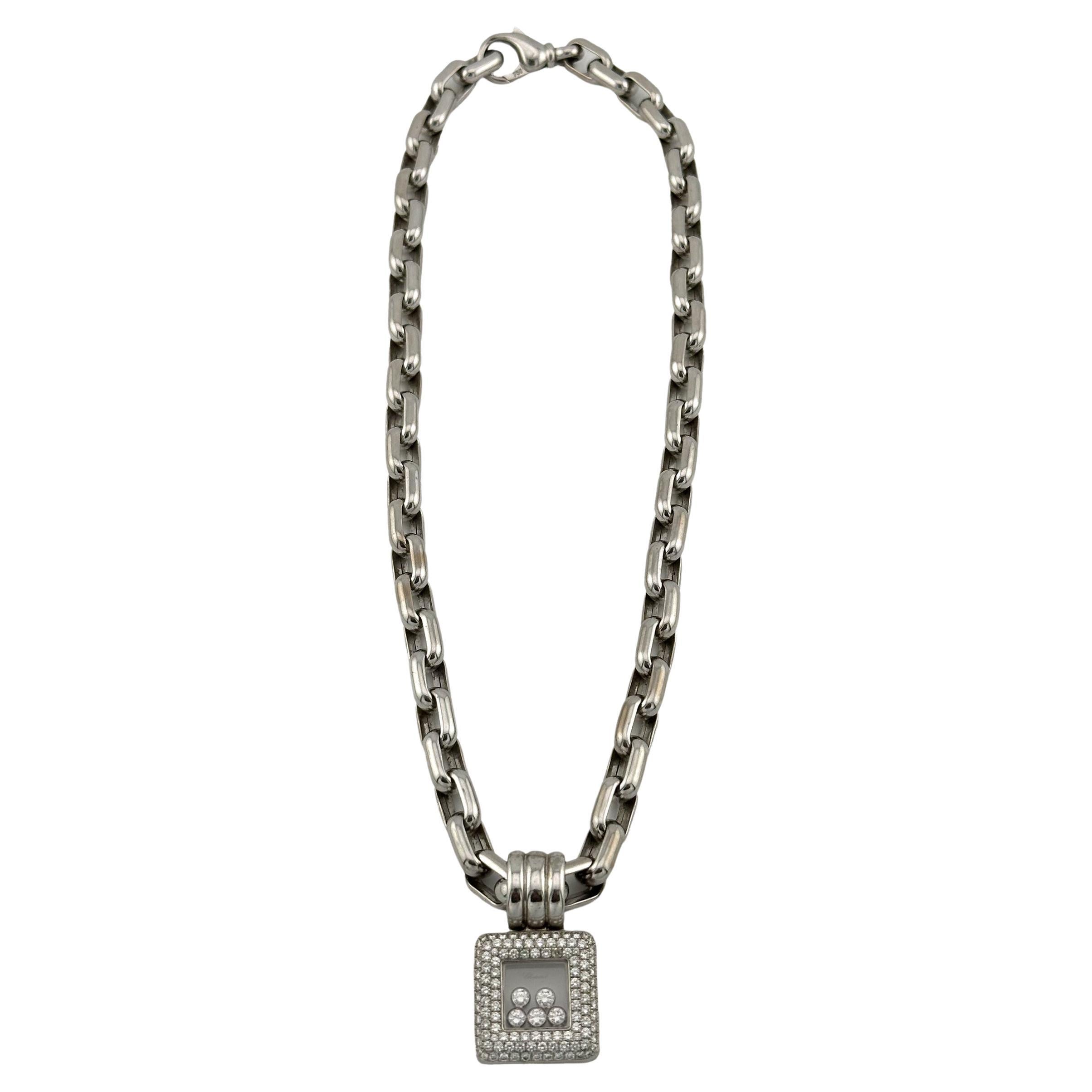 Chopard Happy Diamonds 18K White Gold Necklace with Large Pendant