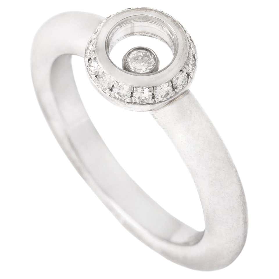 18K White Gold Chopard Happy Diamond Ring, w Box For Sale at 1stDibs