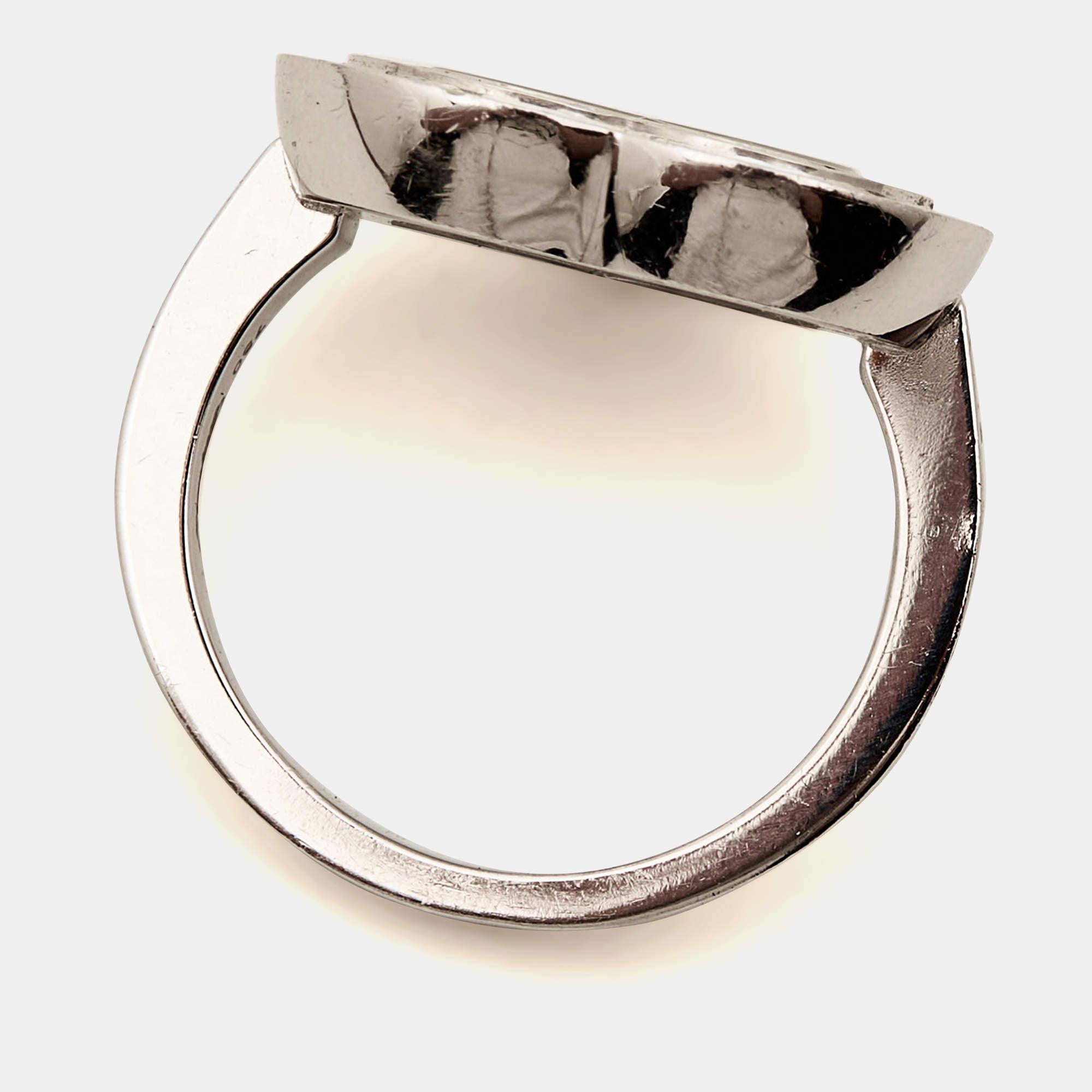 Women's Chopard Happy Diamonds 18k White Gold Ring Size 50 For Sale