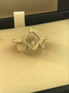 Chopard Happy Diamonds 18 Karat Yellow Gold and Diamond Clover Ring 826569