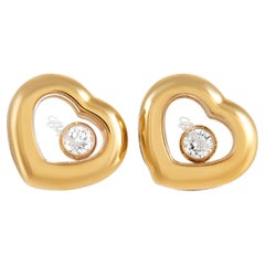 Chopard Happy Diamonds 18K Yellow Gold 0.11 Ct Diamond Heart Earrings