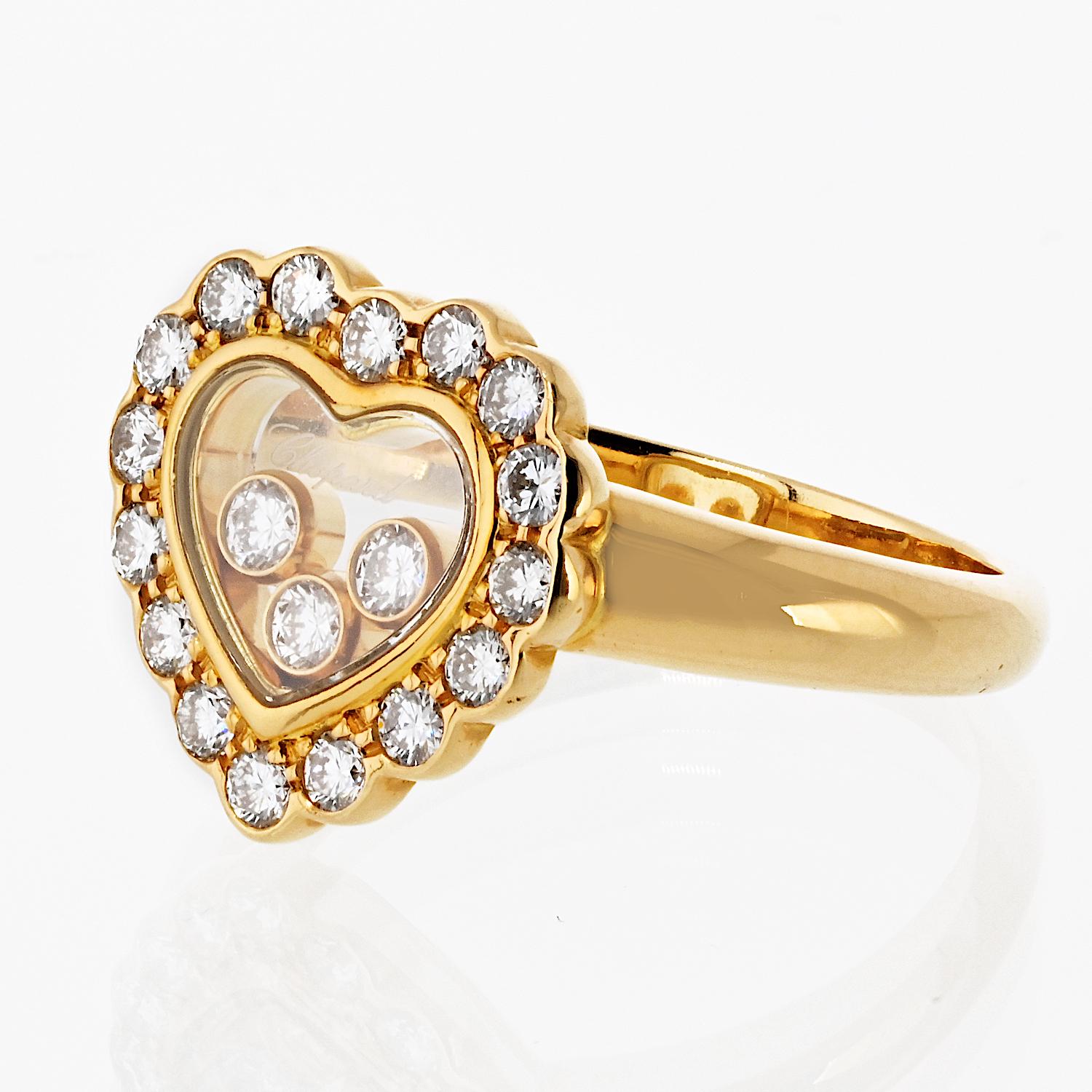 Chopard Happy Diamonds 18K Yellow Gold 0.47cttw Heart Diamond Ring In Excellent Condition For Sale In New York, NY