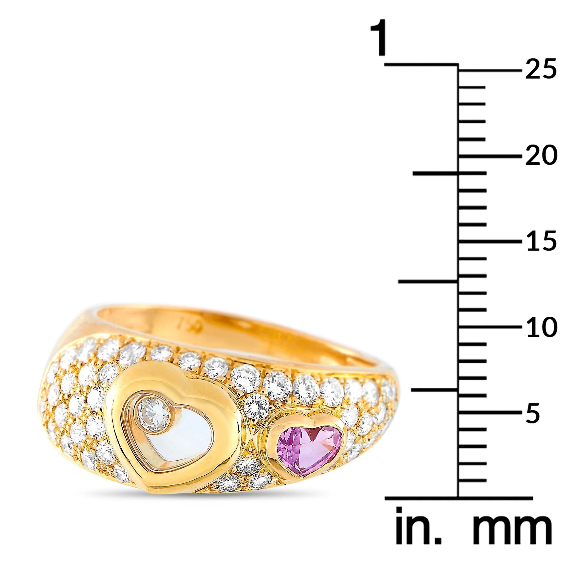 Chopard Happy Diamonds 18 Karat Gold 0.65 Carat Diamond and Pink Sapphire Heart 1