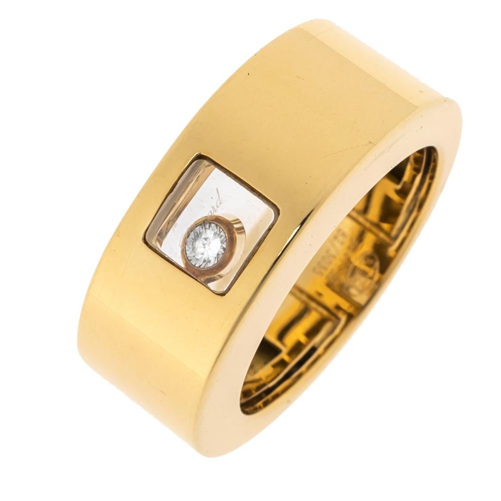 Contemporary Chopard Happy Diamonds 18K Yellow Gold Band Ring 52